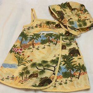 Vintage Gymboree Island Paradise Dress - with hat Yellow and Green